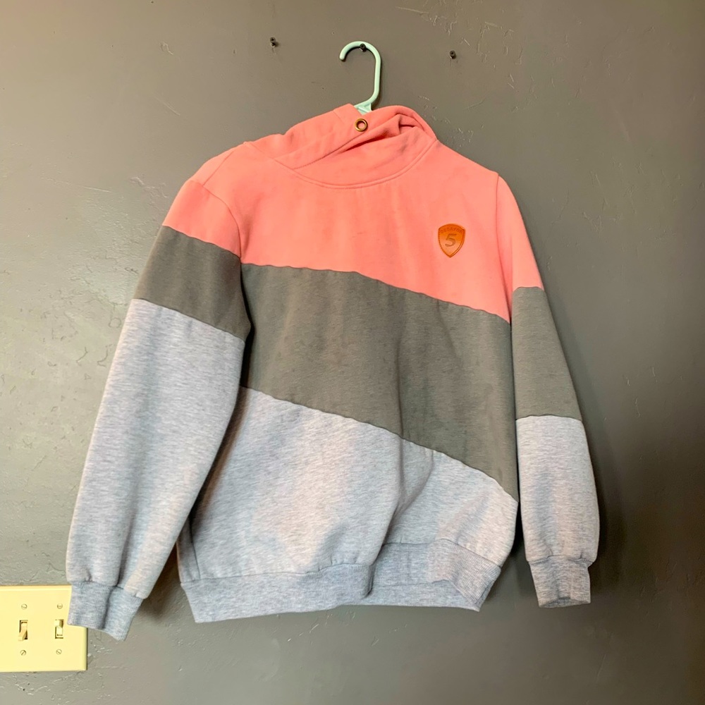 Pink and grey crew neck sweatshirt